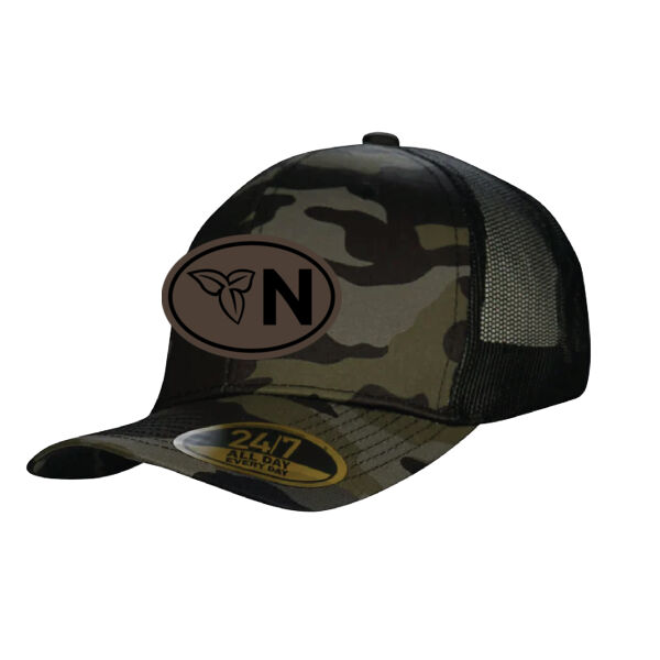 Trucker Adult ON Faux Leather Patch Snap Back Cap Thumbnail